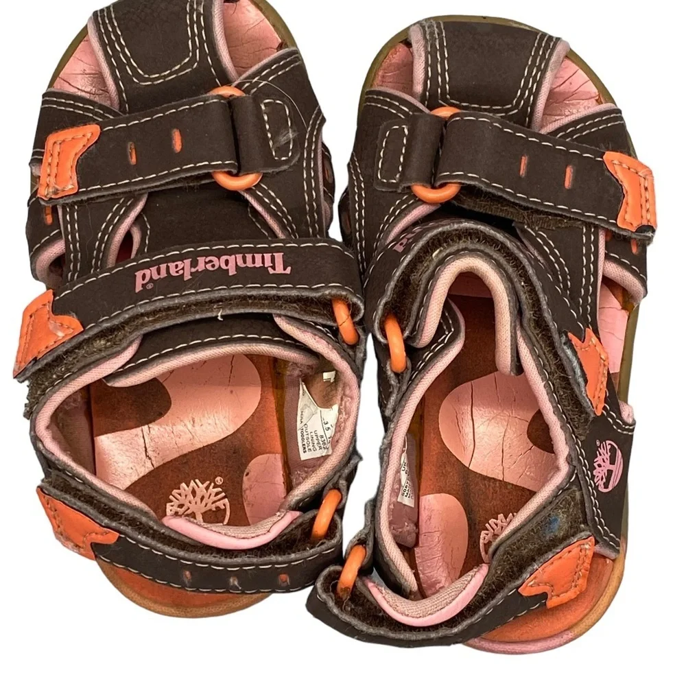 Timberland Princess Baby Girl Brown Pink Outdoor Sandals Water Shoes‎ Size 7